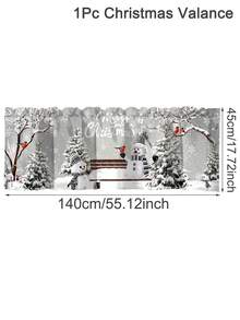 1 pezzo Tenda natalizia, in poliestere 140*45cm con disegno di pupazzo di neve e albero di Natale, tenda decorativa corta per finestra, tenda corta, decorazioni natalizie per la casa 2025, regalo di Capodanno 2026, per cucina, soggiorno, camera da letto, bagno, studio, decorazione per la casa, forniture per feste stagionali invernali - Multicolore - Visualizzare 2