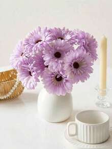 6/12 件非洲雏菊仿真花非洲雏菊丝绸花人造非洲菊假向日葵散装仿真花花束适用于婚礼新娘花束派对家居厨房装饰 - 紫色 - 查看 4