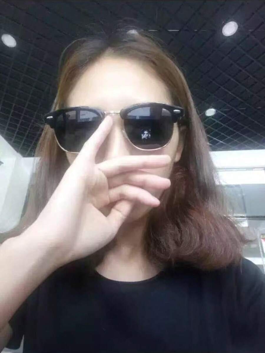 1pc Classic Retro Rivet Half-Frame Wayfarer Sunglasses - Multicolor - View 1