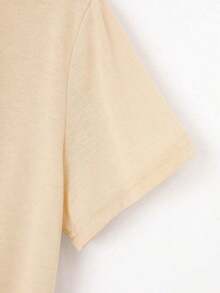 Camisetas de Mujer,Camiseta Manga Corta Casual Everyday Mujer Esqueleto Manos Rosetón Impreso Cuello Redondo - Albaricoque - Ver 4