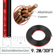 1PC 12/14/16/18/20 Gauge Wire, 12-20 AWG Automotive Wire, 9.2M/30FT 2-Conductor Red And Black 12V/24V DC Cord LED Lights Remote Control Extension Cord Automotive Speaker Cord