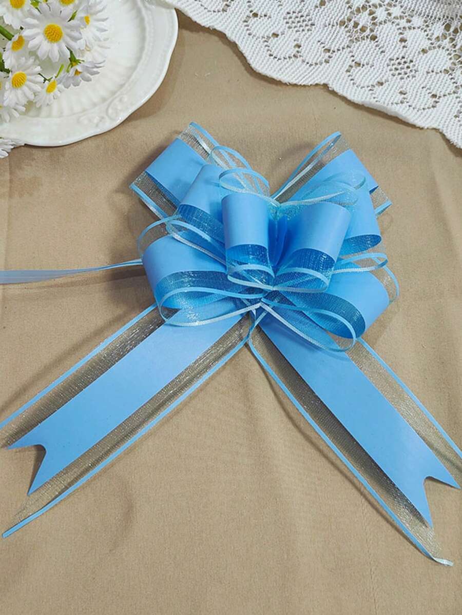 10 件/包雪花欧根纱丝带蝴蝶结,礼品包装丝带,彩色丝带,适用于节日、派对、婚礼、婚车 - 藍色 - 查看 1