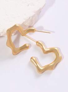 1 Pair Asymmetrical Heart Shaped Earrings, Creative Luxury Design, Suitable For All Occasions, Year-Round Wear