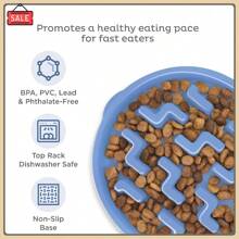 Pet Bowls,Fun Feeder Slo Bowl, Large Slow Feeder Dog Bowl, 4 Cups, Blue - 淺藍色+1+大號 - 查看 5