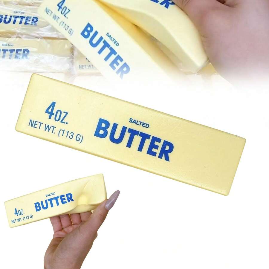 Funny Butter Stick Squishy Toy – Realistic 4oz Gag Gift For Adults & Teens, Soft Scented Slow-Rising Stress Relief Prop For Anxiety, Desk Decor, Pranks & Fidget Fun - 1Pc - 查看 1