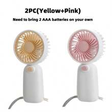 1 pieza Mini ventilador portátil a batería para volver al colegio, funciona con 2 pilas AAA (no incluidas), viene con cordón
