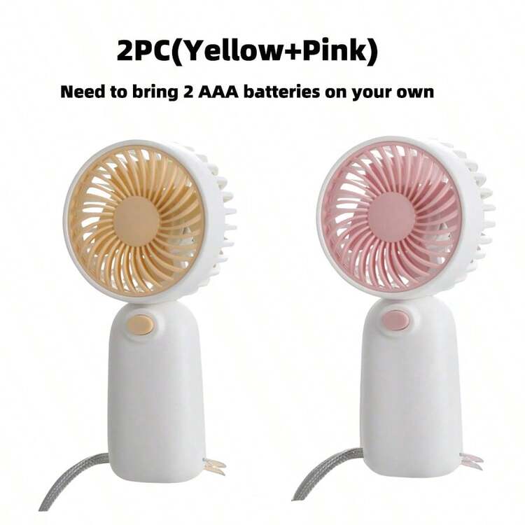 1 件返校迷你手持电池供电风扇，使用 2 节 AAA 电池（不含），配有挂绳 - 彩色 - 查看 20