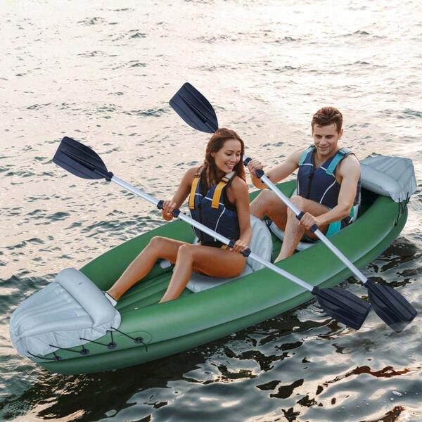 2 Person Inflatable Kayak And Accessory Kit With 2 Oars For Lakes And Rivers