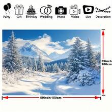 2D 平面冬季仙境背景 - 雪花图案，适合圣诞节、婚礼、生日等 - 耐用聚酯摄影道具 - 1個 - 查看 2