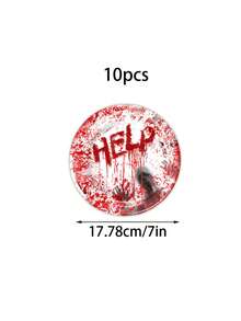 30pcs Halloween Bloody Rave Party Table Runner Set Tableware Set:Includes 10 Halloween Napkins, 10 9-Inch Plates And 10 7-Inch Plates For Halloween Zombie Skeleton Bloody Party Table Decorations - Halloween Party Decorations