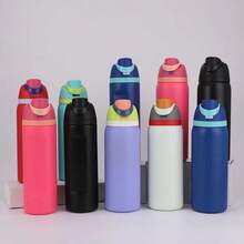 24/32oz Straw Double-Layer Insulated Cup 304 Stainless Steel Sports Water  Travel Vacuum Flask For Outdoor Camping Sports - màu xanh lá - Xem 3