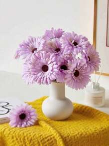 6/12 件非洲雏菊仿真花非洲雏菊丝绸花人造非洲菊假向日葵散装仿真花花束适用于婚礼新娘花束派对家居厨房装饰 - 紫色 - 查看 1