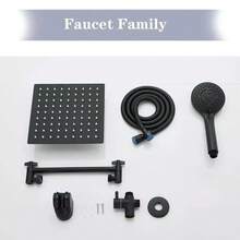 Cabezal de ducha cuadrado de lluvia negro de 8 pulgadas con rociador de mano ajustable a alta presión - Negro - Ver 7