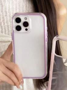 高端品质苹果智能手机时尚保护壳，三合一加厚硬质材料，彩色纯色边框，个性化创意粉色、白色、黑色、蓝色、绿色可选，简约防摔全包透明触感彩色手机壳，防水、防震、防摔、防刮。 - 紫色 - 查看 3