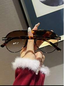 1pc Vintage Oversized Double Bridge Frame Glasses, Versatile For Women, Summer Beach, Outdoor, Travel - Nhiều màu - Xem 4
