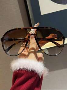 1pc Vintage Oversized Double Bridge Frame Glasses, Versatile For Women, Summer Beach, Outdoor, Travel - Nhiều màu - Xem 5