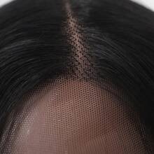 长直黑色13*4蕾丝前假发，自然黑色预拔毛合成蕾丝假发，高清蕾丝前假发，女士无胶耐热纤维 - 黑色 - 查看 3