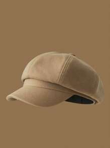 1 Piece Of Women's Octagonal Beret With Adjustable Rope And Metal Buckle, Outdoor Casual Fashion Accessory For Spring, Summer, Autumn, Hat, Fashionable Facial Cover, Elegant Detail Design, Textured Fabric