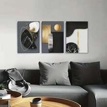 3pcs Vintage Frameless Abstract Decorative Wall Art Prints, Modern Geometric Pattern Posters, Suitable For Home Decor In Living Room, Bedroom, Study, Ideal Gift