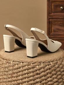 WHDXY 1 Pair Women's Backless Slip-On Pumps With Chunky Heel, French Square Toe, Versatile Work Shoes, Spring