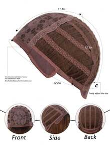 16 英寸渐变棕色齐肩直发合成耐热纤维假发，棕色波波头假发，带刘海，适合女性日常聚会和圣诞装扮 - 漸層棕色 - 查看 8