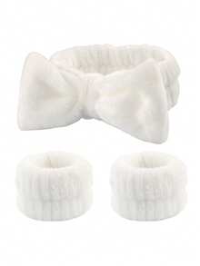 Set de 3 diademas faciales prácticas, diadema de moda de peluche, correa para la muñeca