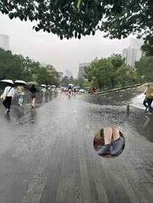 硅胶防雨鞋套 户外防滑 #颜色随机 2个（左右脚） - 黑色 - 查看 3