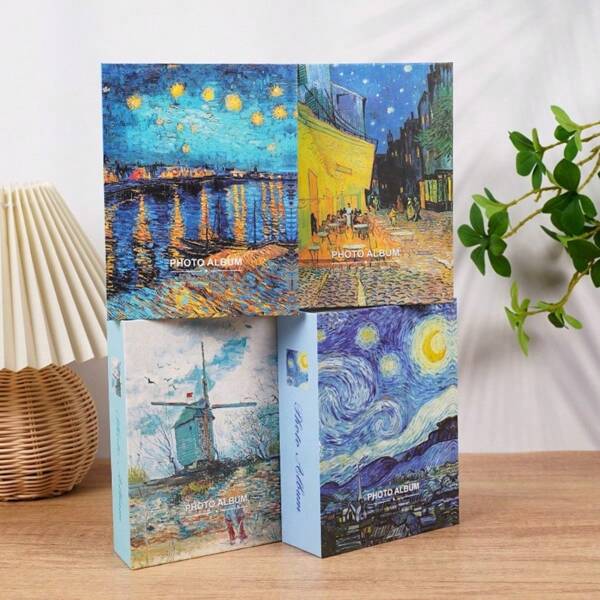 1本，4R，50个内页，含100张照片，可翻转，油画设计相册，插页式相册，纪念相册