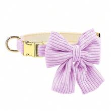 1 Set Velvet Bow Dog Collar & Leash Harness Set - Mauve Purple - View 8