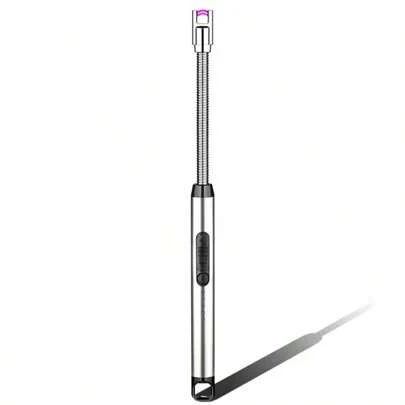Encendedor Eléctrico Recargable USB - A Prueba de Viento - Para Barbacoas, Velas, Estufas de Gas (Largo con Manguera),Gris