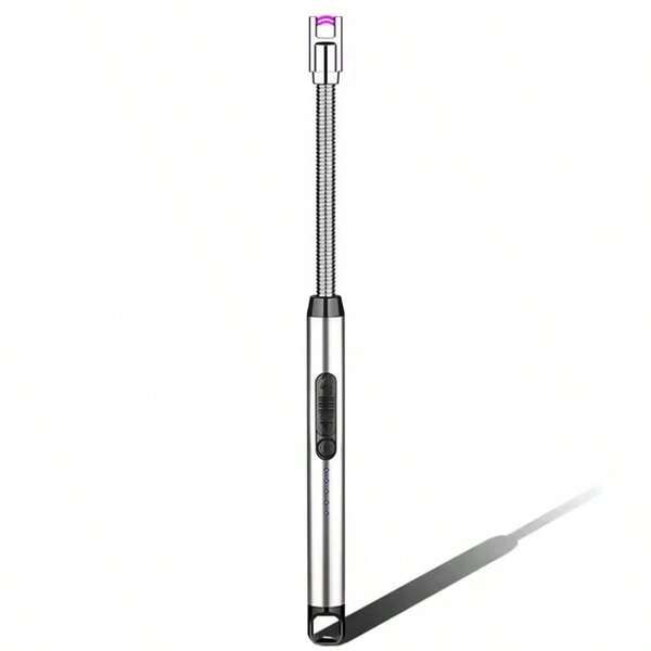 Encendedor Eléctrico Recargable USB - A Prueba de Viento - Para Barbacoas, Velas, Estufas de Gas (Largo con Manguera),Gris