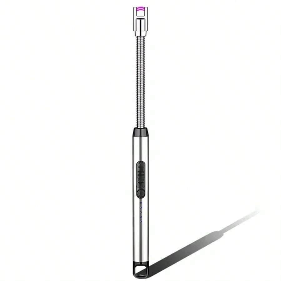 Encendedor Eléctrico Recargable USB - A Prueba de Viento - Para Barbacoas, Velas, Estufas de Gas (Largo con Manguera),Gris