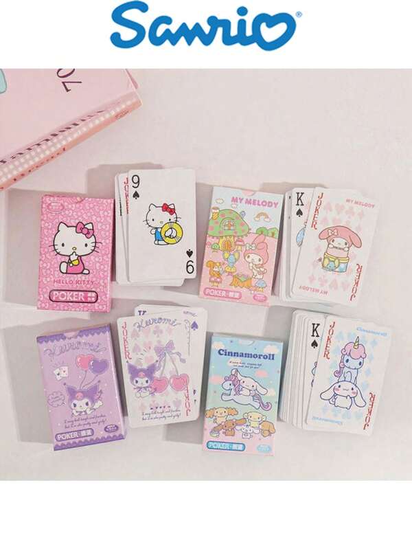 Sanrio 4 styles de cartes à jouer mignonnes et amusantes Sanrio, Mélodie, Hello chat, jeu de solitaire