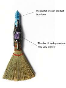 水晶巫术扫帚 - 手工制作的巫师祭坛工具，迷你魔法扫帚，用于精神修炼，万圣节服装，有趣的小礼物，万圣节派对礼物 - 彩色 - 查看 13