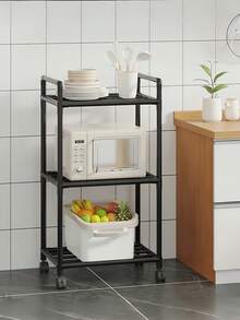 1 pieza Estantería de almacenamiento multiusos, móvil con barandilla, adecuada para cocina, baño, sala de estar, dormitorio, estudio, oficina, regalo de vacaciones, regalo de Navidad, regalo para niños, mejora del espacio, accesorios de baño, decoración de habitación - Multicolor - Ver 3