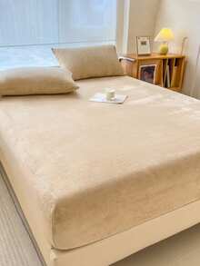 3 件柔软舒适水晶天鹅绒床单套装（1 张床单 + 2 个枕套），可机洗，适合卧室和客房，四季皆宜