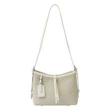 女士 PU 菱形图案单肩包，可调节肩带