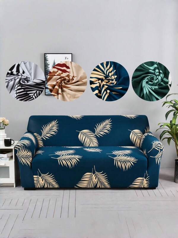 1pc Decorative Sofa Slipcover, Non-Slip Elastic Universal Fit Single/Double/Three/Four Seater, Floral, Leaf, Geometric Print, All Season