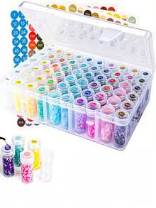 60 Bottle Diamond Painting Storage Box, Circular Diamond Painting Classification Label, Diamond Art Storage, Diamond Painting Tool Set, Jewelry Bead Storage, Suitable For Embroidery Accessories, Bead Diamond Painting Beads, Nail Art, Handicraft Supplies