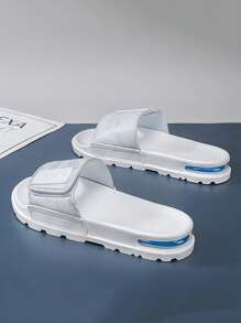 Men's Slippers, Non Slip Thick Sole, Comfortable And Casual Men's Sports Soft Sole Air Cushion Plus Size Beach Sandals, Hook And Loop Drag Men's Shoes