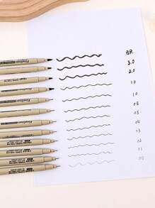 6/12 支/套学生细线笔、黑色防水勾边笔、动漫绘图笔、设计与艺术素描笔套装，适用于学校用品、返校 - 針管筆套裝 - 查看 5