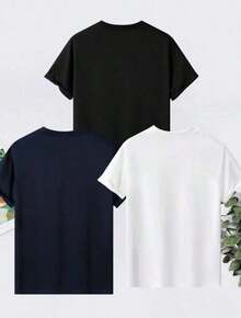 Kit 3 Children's And Youth T-Shirts For Boys, Paris Print, 100% Cotton, Premium Shirt For Children And Teenagers - BLACK, WHITE aND NAVY BLUE - View 2