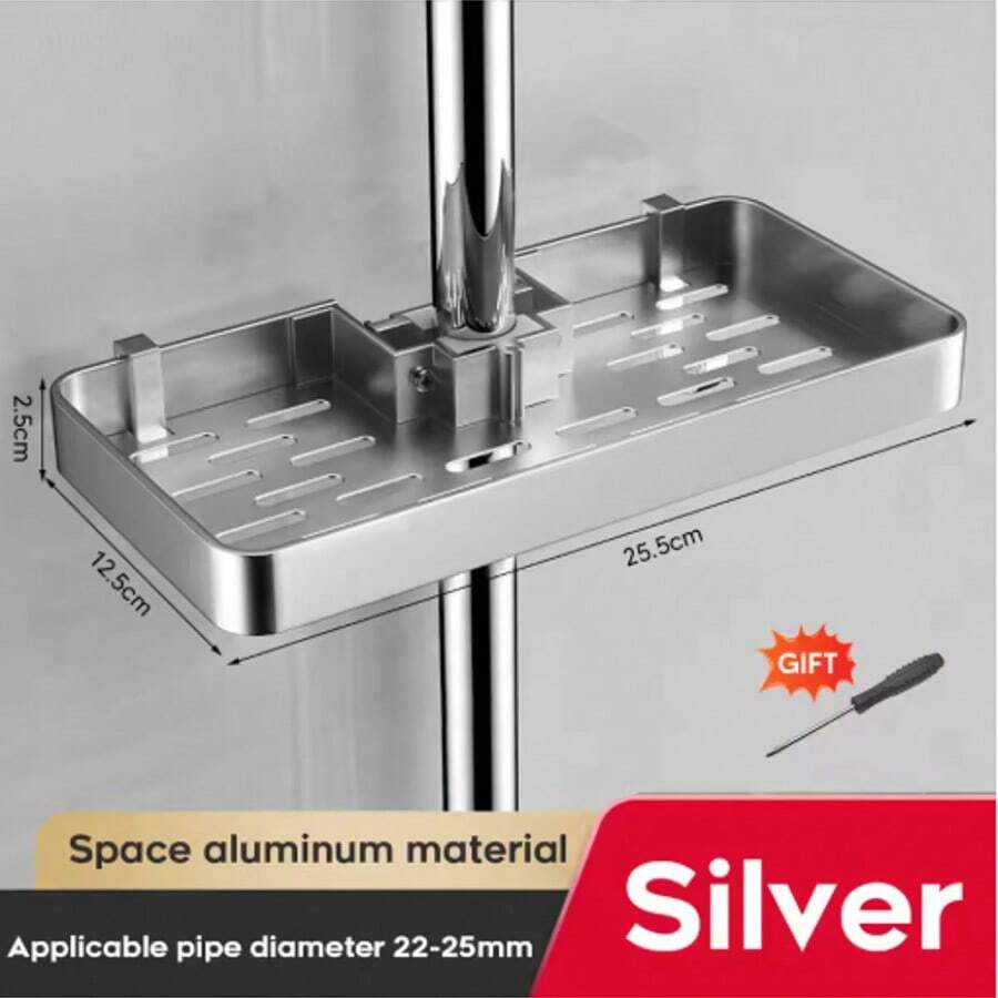 Aluminum Shower Shelf Shower Organizer Bathroom Shelf Without Drilling Soap Shampoo Holder Shower Tray Bathroom Accessories - 灰色 - 查看 1