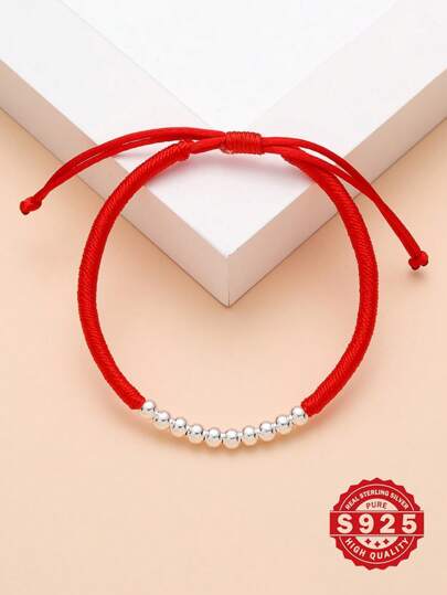 1 件手工编织红绳手链，带幸运珠，时尚友谊手链，适合女士/女孩日常佩戴，配有精美礼品盒，适合所有季节的优质珠宝