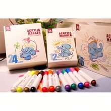 Mobee 新款亚克力马克笔，健康书写，12/24/36/48/60 色绘画马克笔，软笔尖，符合欧洲标准，儿童礼物，书写流畅，健康护理，适用于学校用品，返校 - 彩色 - 查看 13