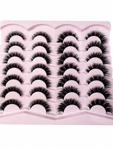 LYBCG 28pairs Cat Eye Lashes Mix 10-18mm Lashes Natural Short Mink Hair Messy Lashes Fluffy Long False Eyelashes Makeup Halloween 3D Mink Eyelashes Reusable Lashes For Cosplay Manga Cat False Lashes - 黑色 - 查看 3