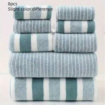 8pcs Bathroom Towel Set: 2 Bath Towels, 2 Hand Towels, 4 Washcloths, Absorbent & Thick Towel Set For Home Use