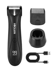 MIGUAN 男士电动剃须刀修剪器套装带USB充电座，数字显示设计，适用于头发、胡须和阴毛，节日礼物选择 - 彩色 - 查看 12