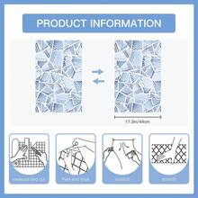 1 卷 - 可移除装饰防水接触纸 - 几何蓝色海洋设计 - 适用于卧室、浴室、橱柜、家居装饰