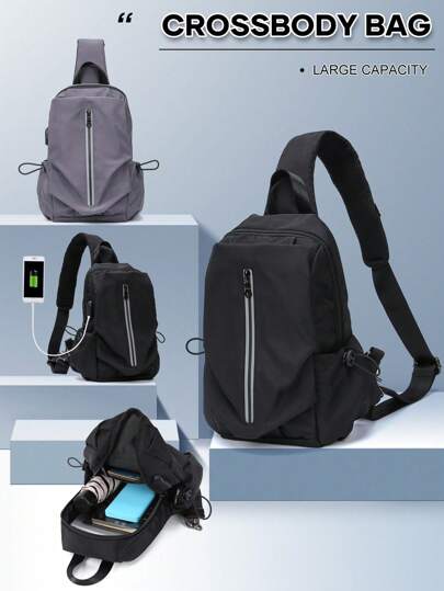 Leisure Chest Bag Boys Multi-Functional Crossbody Bag Commuting Equipment Diagonal Shoulder Bag Fashion Large Capacity Shoulder Bag Korean Version Chest Bag New Riding Small Backpack Student Sports Chest Bag Through Portable Multi-Layer Pockets Outdoor Storage Diagonal Straddle Bag Fitness Bag
